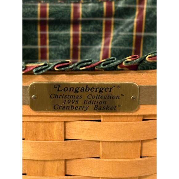 Longaberger 1995 Christmas Collection Cranberry Basket-Cloth Liner & Protector - Picture 2 of 6